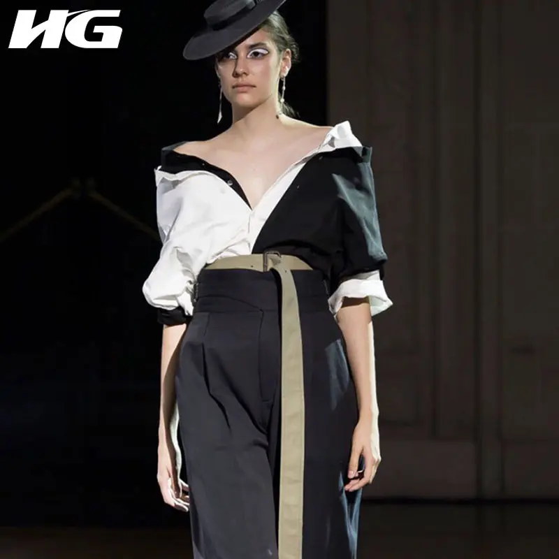 HG 2020 летняя высококачественная черная и белая имитация двух рубашек модные
