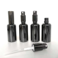 wholesale 5ml 10ml 15ml 20ml 30ml 50ml 100ml glossy black essential oil serum glass dropper bottle with bamboo aluminum cap