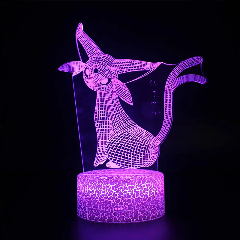 Pokemon Umbreon 7 цветов лампа 3d визуальные светодиодные ночники дети сенсорный Usb настольная лампа Пикачу ребенок Покемон го фигурка - Испускаемый цвет: 5