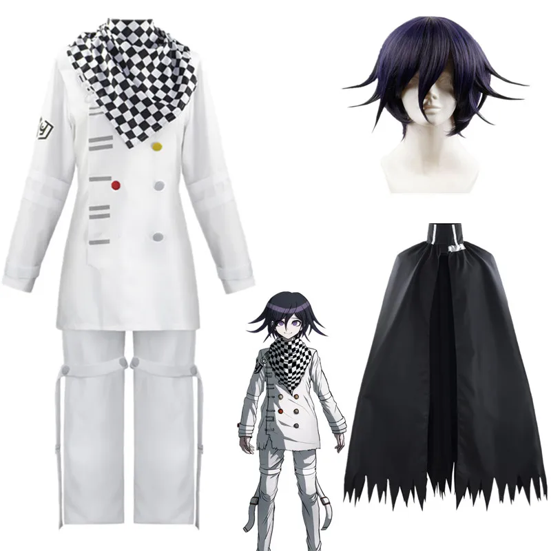 

Danganronpa V3 Kokichi Oma Cosplay Costume President Zentai Full Set Uniforms Scarf Cloak