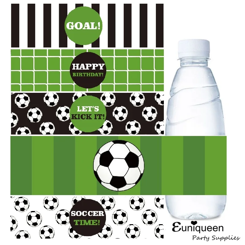 Soccer party sticker decorations kids Birthday football theme party Sports sticker water bottle stickers glass card