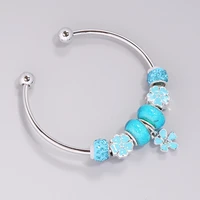 vintage bracelets ocean blue glass small daisy bracelet beads bracelet for women