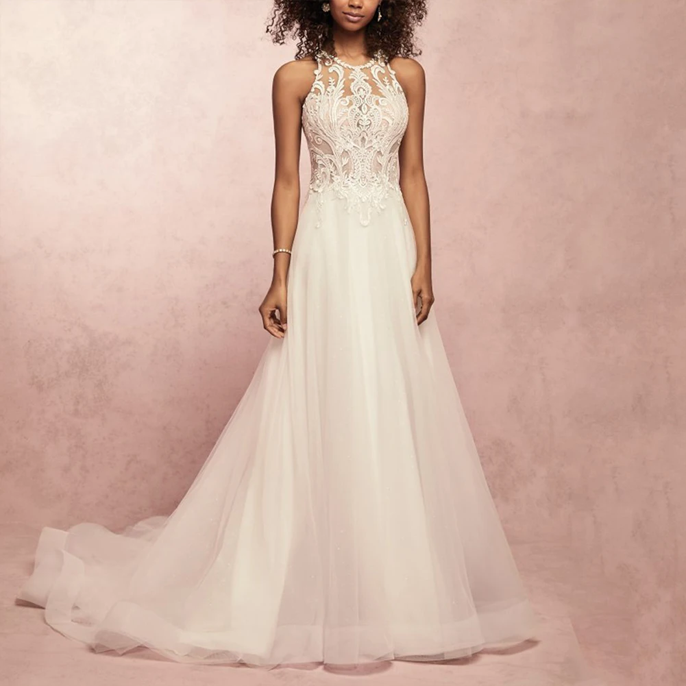 Кружевное сексуальное платье Bikitique без рукавов с лямкой на шее женские вязаные