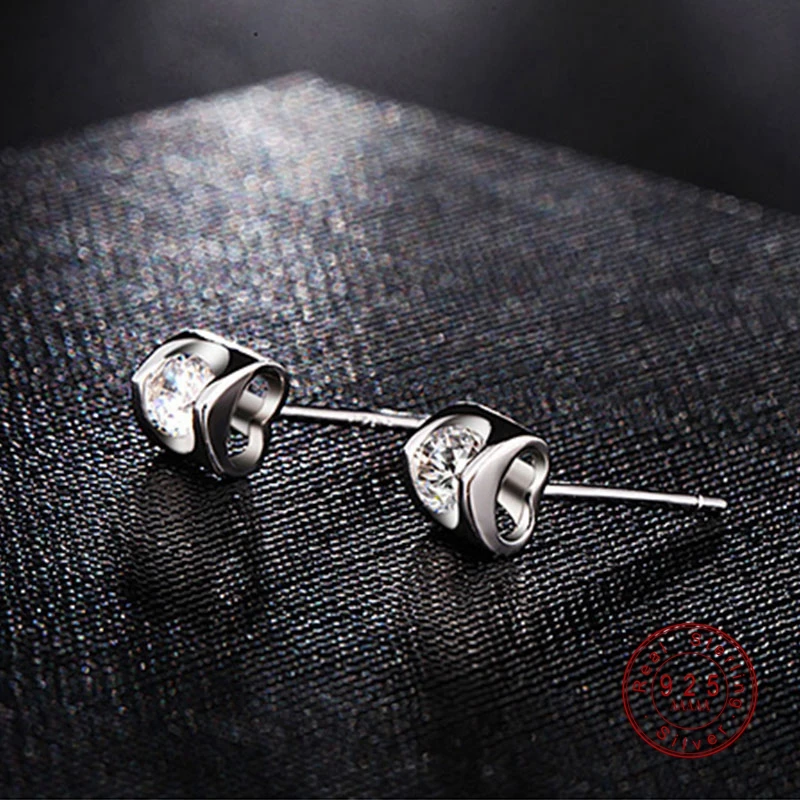 Серьги гвоздики в форме сердца серьги с кубическим цирконием AAA для девочек
