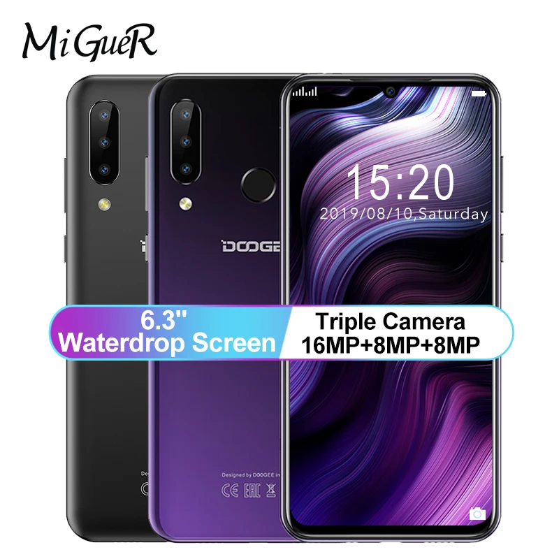 Doogee N20 мобильный телефон 6 3 &quotэкран капли 16 МП Тройная задняя камера 4350 мАч MT6763 4