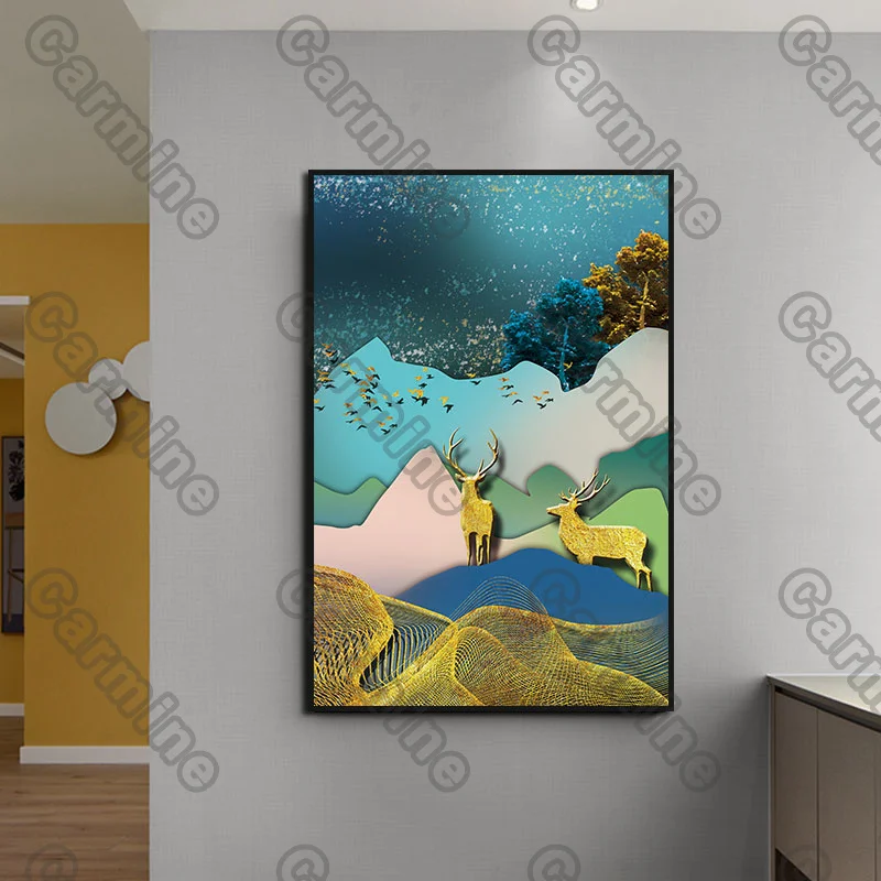 

Poster Green Yellow Mountains Landscape Canvas Painting and Prints Wall Art Pictures Decoration for Living Room 3Pcs Frameles