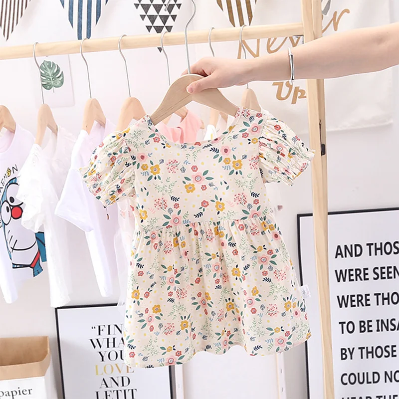 Платье для девочек Лето 2020 Детское платье с цветочным принтом принцессы