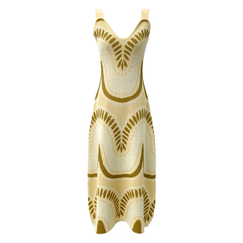 

DEAT 2021 New Women Fashion Slim Sexy Slash Neck Sleeveless Patchwork Knitted Backless High Waist Dress Summer And Autumn 7E259