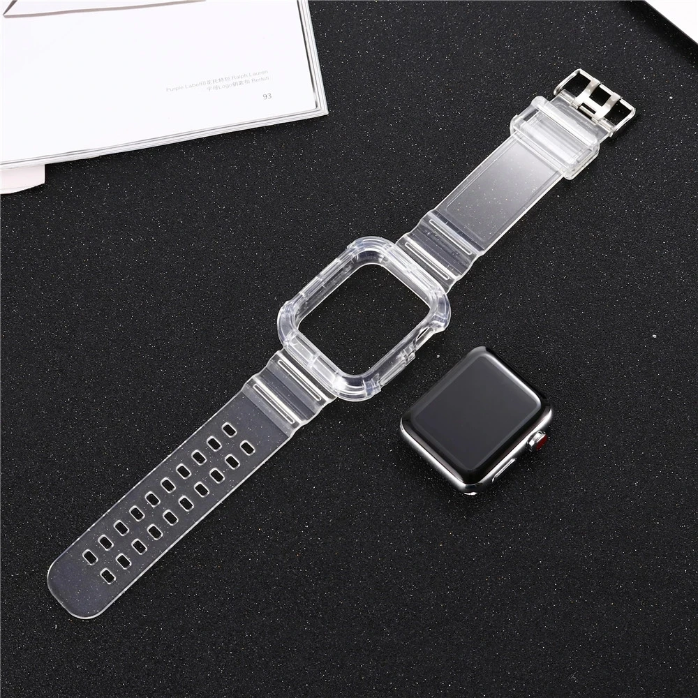 

New Transparent Silicone Strap for Apple Watch Series Se 6 5 4 3 2 Band 40mm 44mm for Iwatch Se 5 4 3 Waterproof Strap 38mm 42mm
