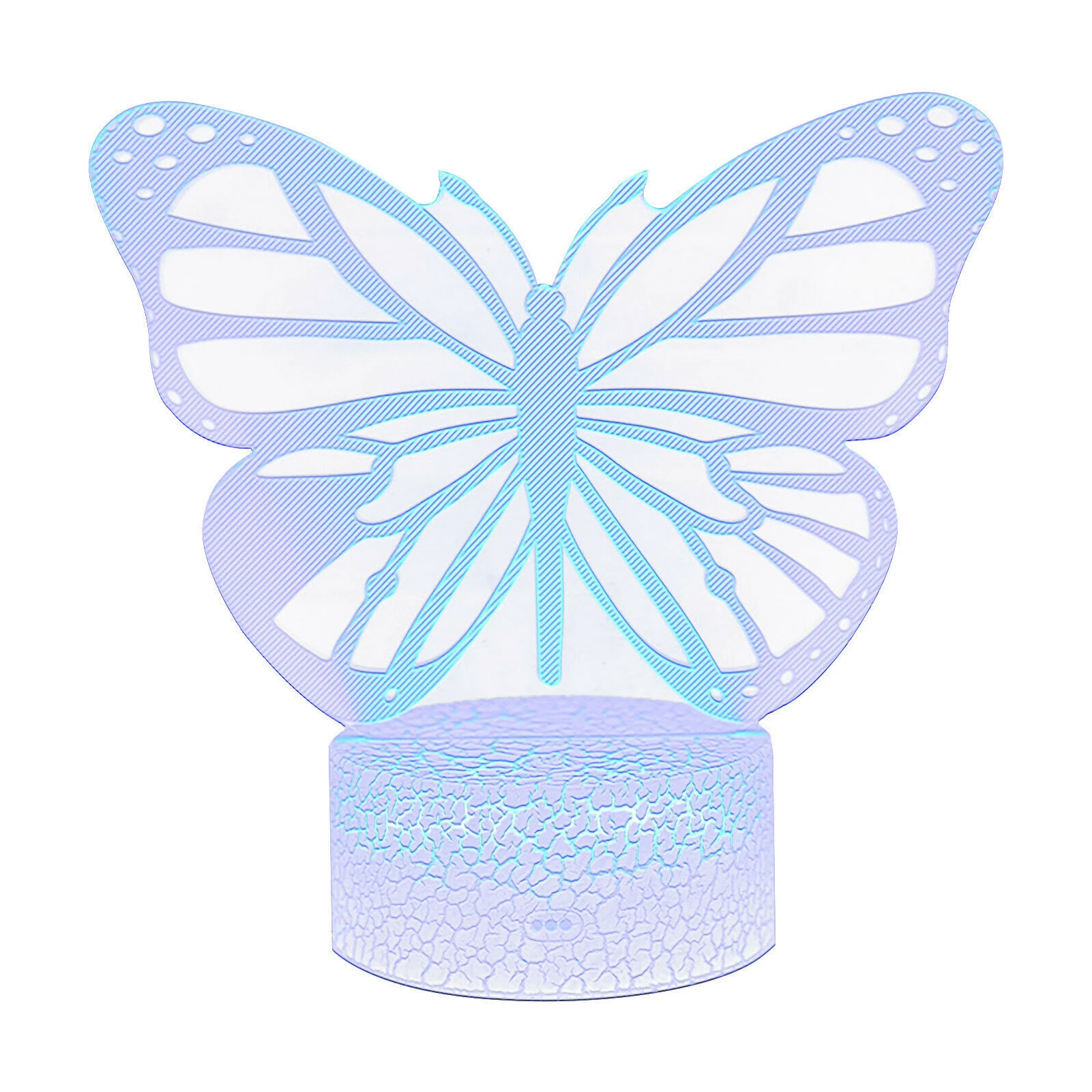 

3D LED Night Light Butterfly Color Changing Bedside For Girls Decorative With Crack Base Remote Control Illusion Gift Children