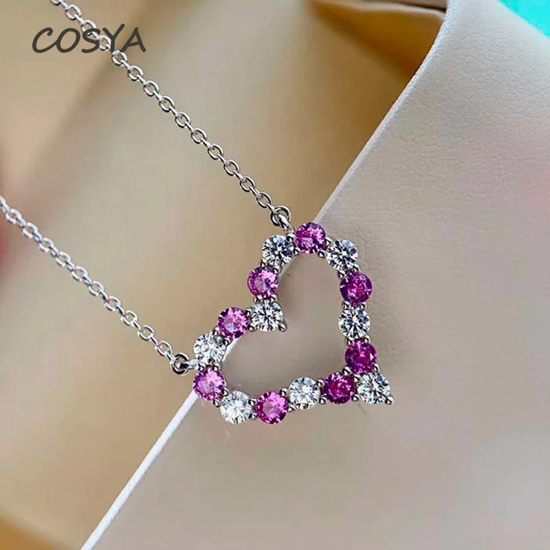

COSYA белый розовый циркон Сладкий ожерелье длиной до ключиц с подвесками чистый 925 стерлингового серебра высокого качества Трендовое Ювелир...