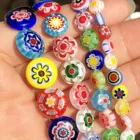 Круглые стеклянные бусины в полоску с цветочным узором, круглые бусины-Рондель, для самостоятельного изготовления ювелирных изделий, аксессуары для браслетов 6, 8, 10, 12 мм