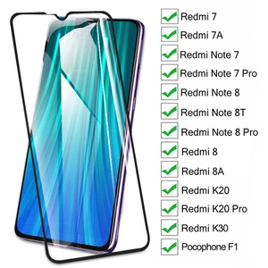 15D Screen Protective Glass On The Redmi 8 8A 7 7A K20 K30 For Xiaomi Pocophone F1 Redmi Note 8 8T 7