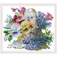 everlasting love oil painting flowers chinese cross stitch kits ecological cotton printed 14c diy christmas decorations for home