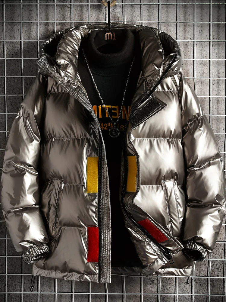 Cotton-Padded Coat for Men Winter Cotton-Padded Jacket Trendy Cotton Clothing Coat Trendy Korean Style Fashion Brand Glossy