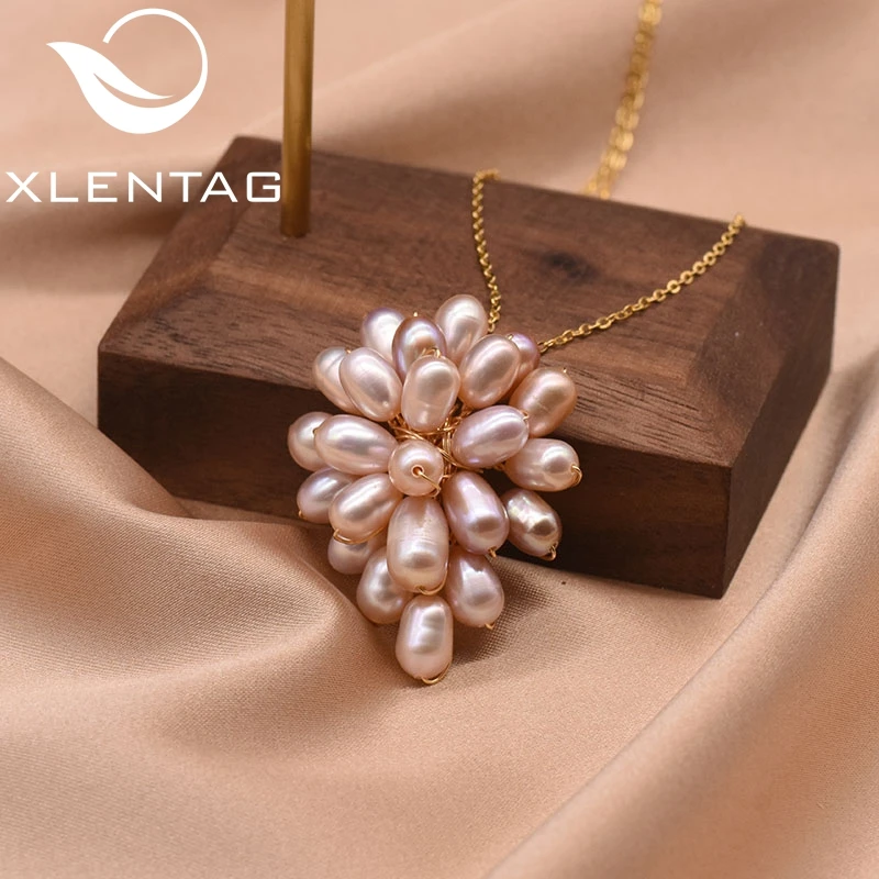 XlentAg Оригинальное натуральное розовое жемчужное сердце ожерелье из