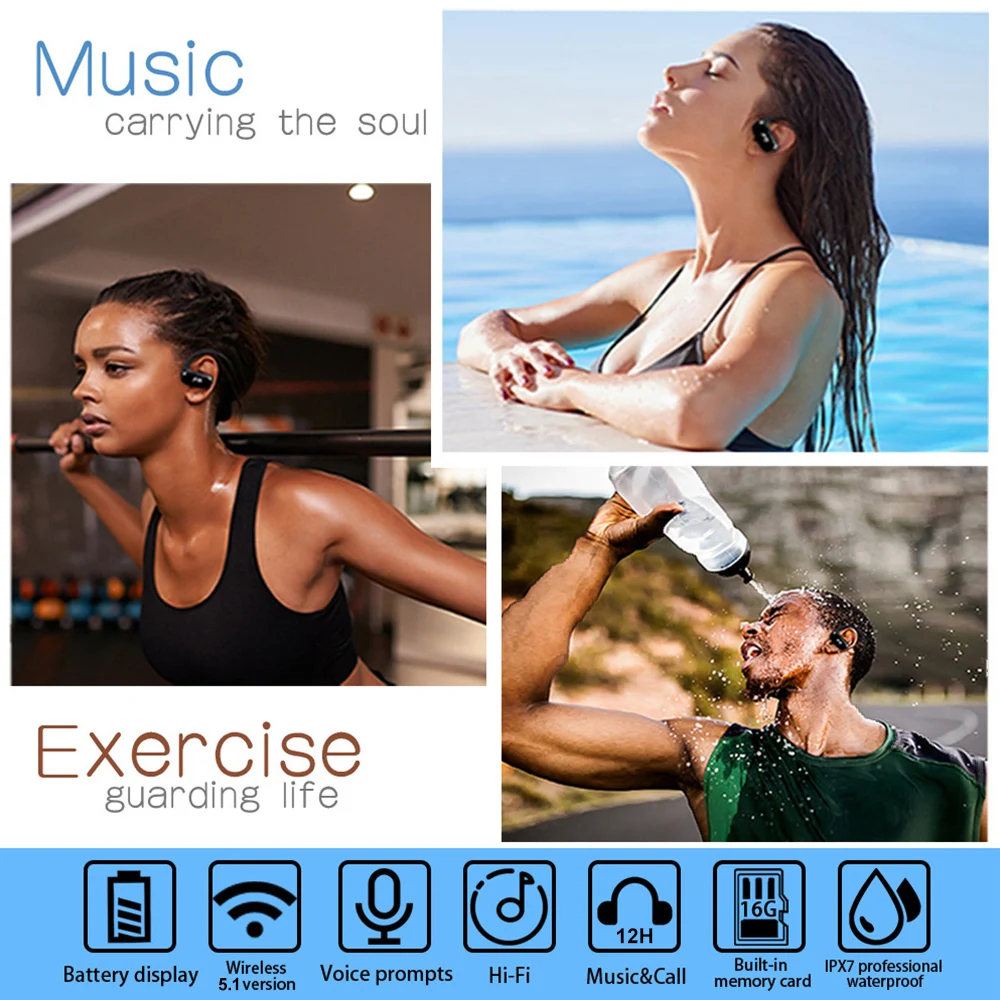 Беспроводные наушники Bluetooth 5 0 16 ГБ mp3 плеер стерео музыкальные вкладыши