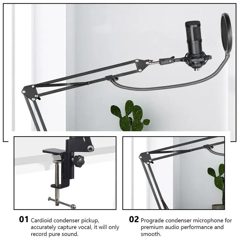 

1 Set USB Microphone Computer Recording Condenser Microphone Gaming Microphone