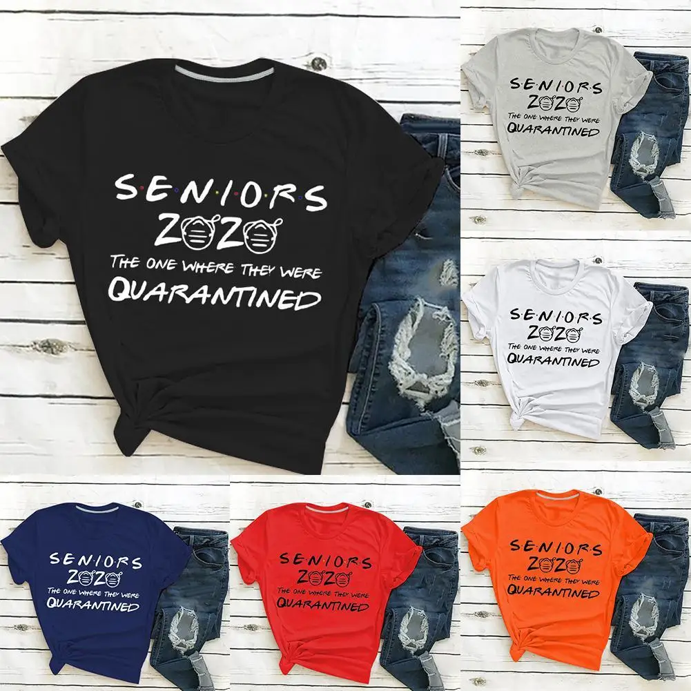 

2021 короткая футболка женская модная футболка тот, где они были на карантине Женская свободная футболка с коротким рукавом Блузка Топ