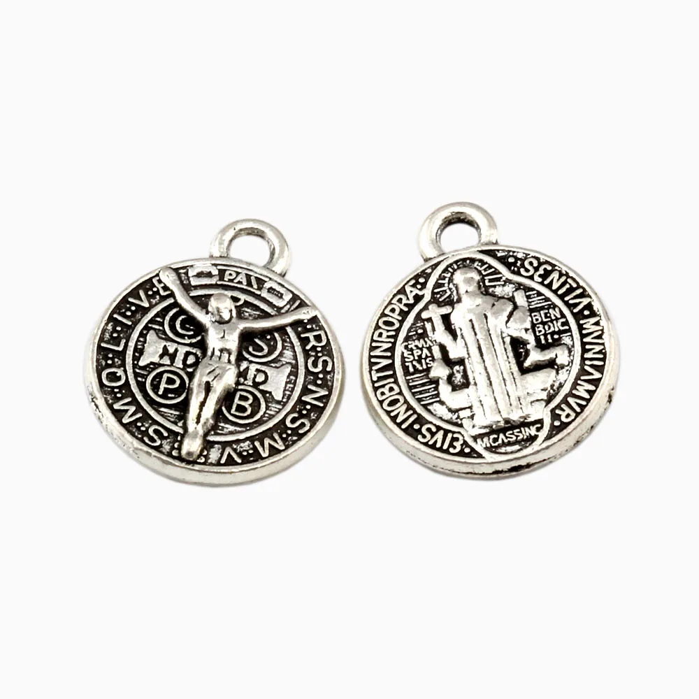 100 шт тибетские серебряные бусины Санкт Иисус Бенедикт сплав нурсия патрон
