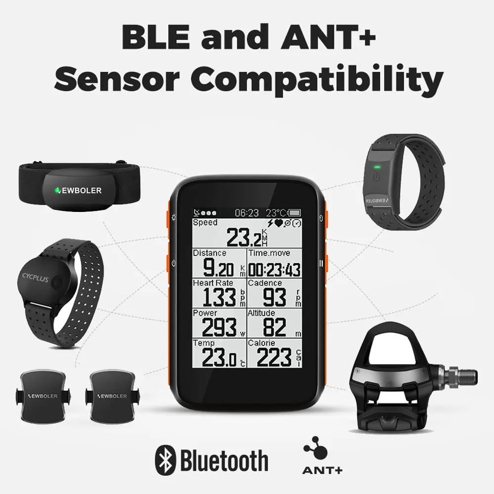 Беспроводной Велосипедный компьютер GPS Спидометр Одометр 2 4 дюйма BLE5.0 ANT + APP