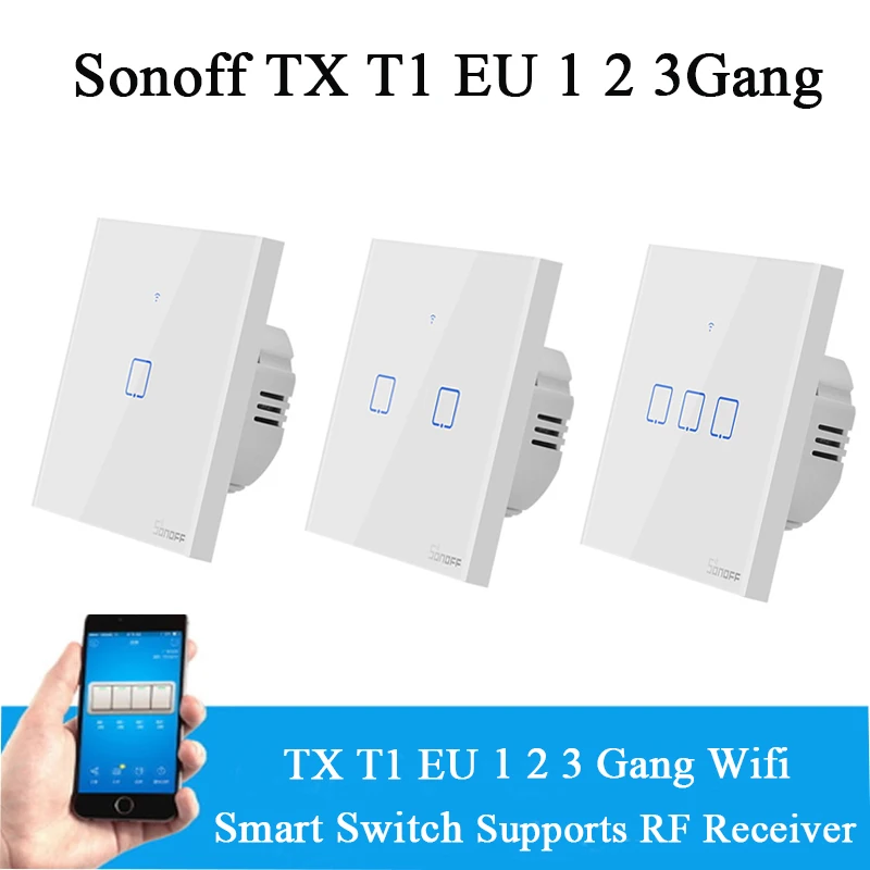 Sonoff TX T1 EU 1 2 3 банда Wifi умный переключатель 433/RF/Touch умный дом пульт дистанционного управления настенный светильник переключатель работа с Alexa Google Home