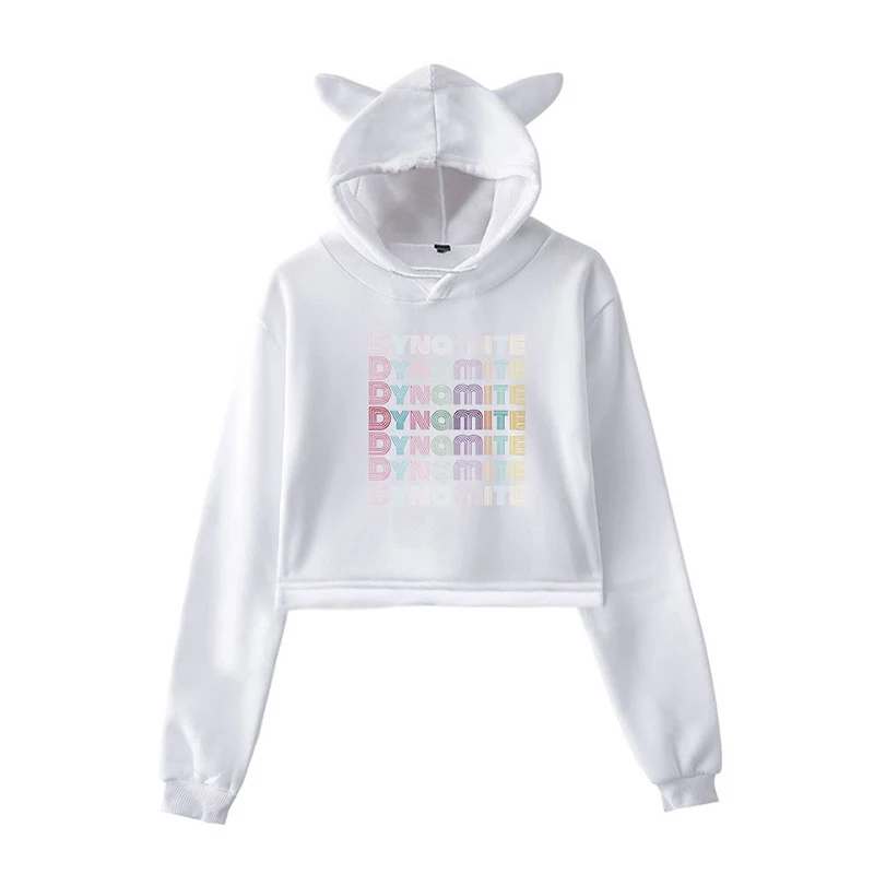 Новые корейские модные K поп KPop динамита короткий кошачий топ с капюшоном для