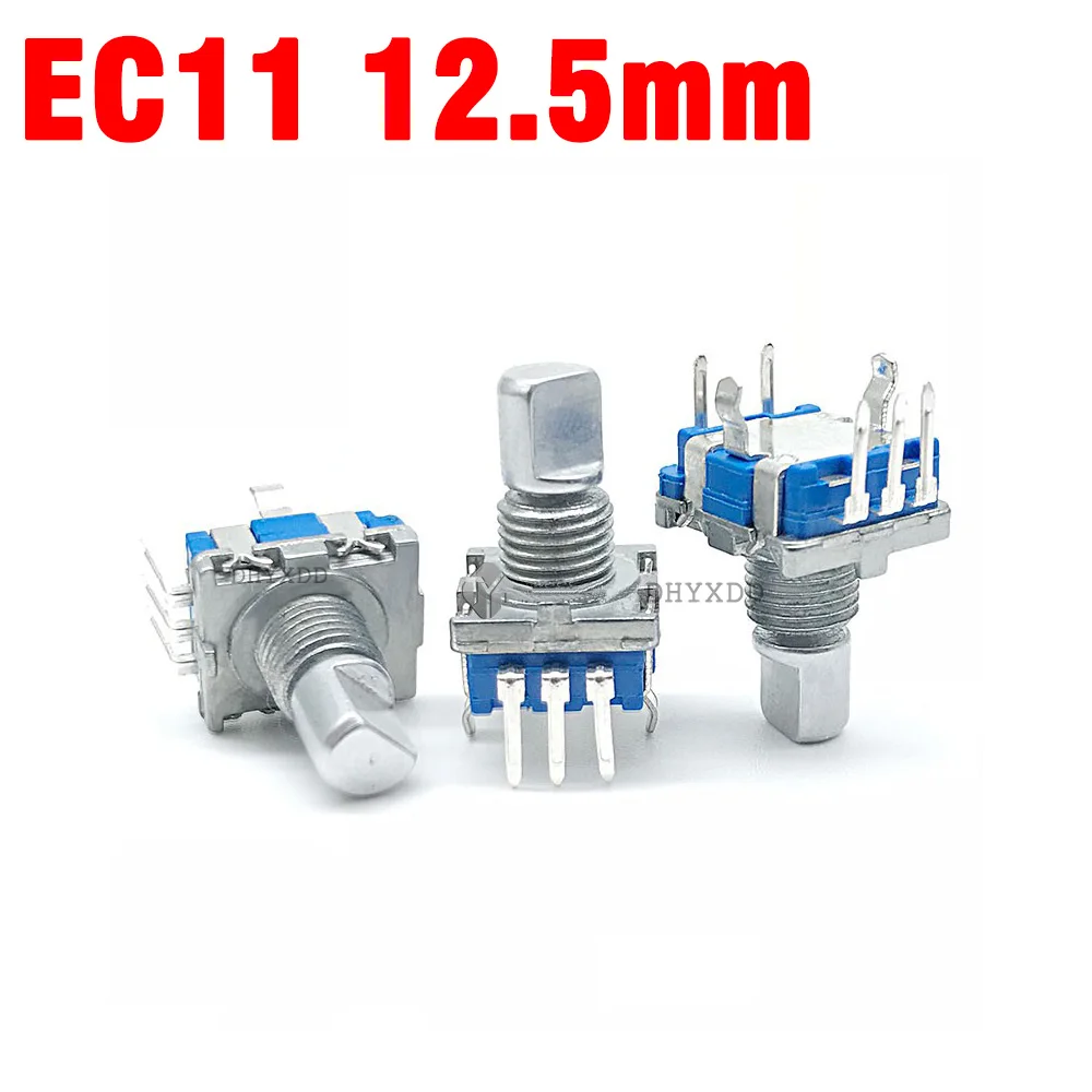

5Pcs EC11 Encoder Switch With Push Button Switch 30 Position Rotary Encoder Code Switch 5pin Plug-in Type 12.5mm Half Shaft