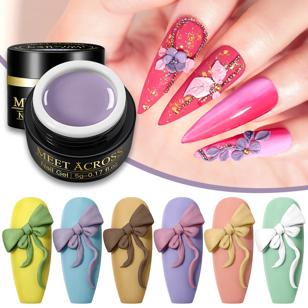 

MEET ACROSS Carving Painting Nail Gel Colors Sculpture Nail Gel 5ml 3D Carved Plasticine UV Gel Varnish Creative DIY Nail Art