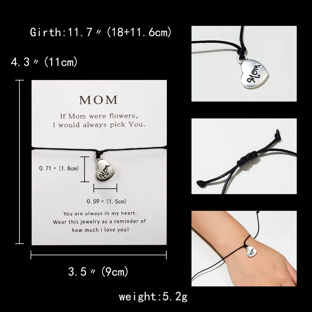 Belleper Make a Wish/Friendship/Mom Love Card Turtle Adjustable Fashion High Quality Bracelet Charm Female New Unique Jewelry