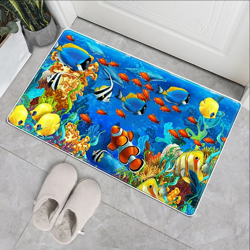 

Underwater World Home Kitchen Entrance Doormat 3d полы Bedroom Floor Mats Decoration Living Room Carpet Bathroom Anti-slip Rug