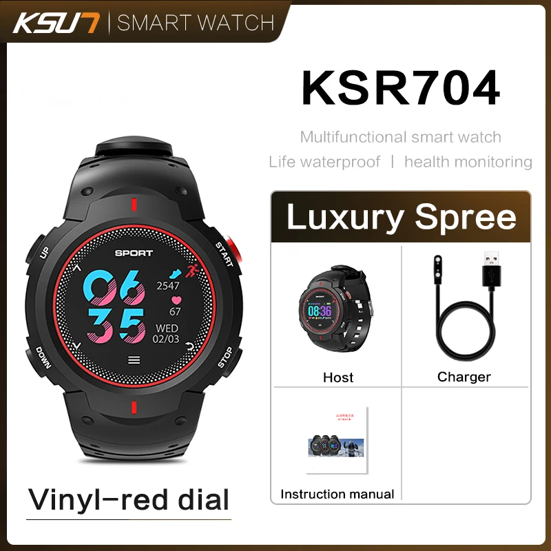 KS-F13 Smart Watches Sport Running Watch Multisport Color LCD IP68 Waterproof Smart Notification Sport Tracker for IOS/Android - Цвет: red