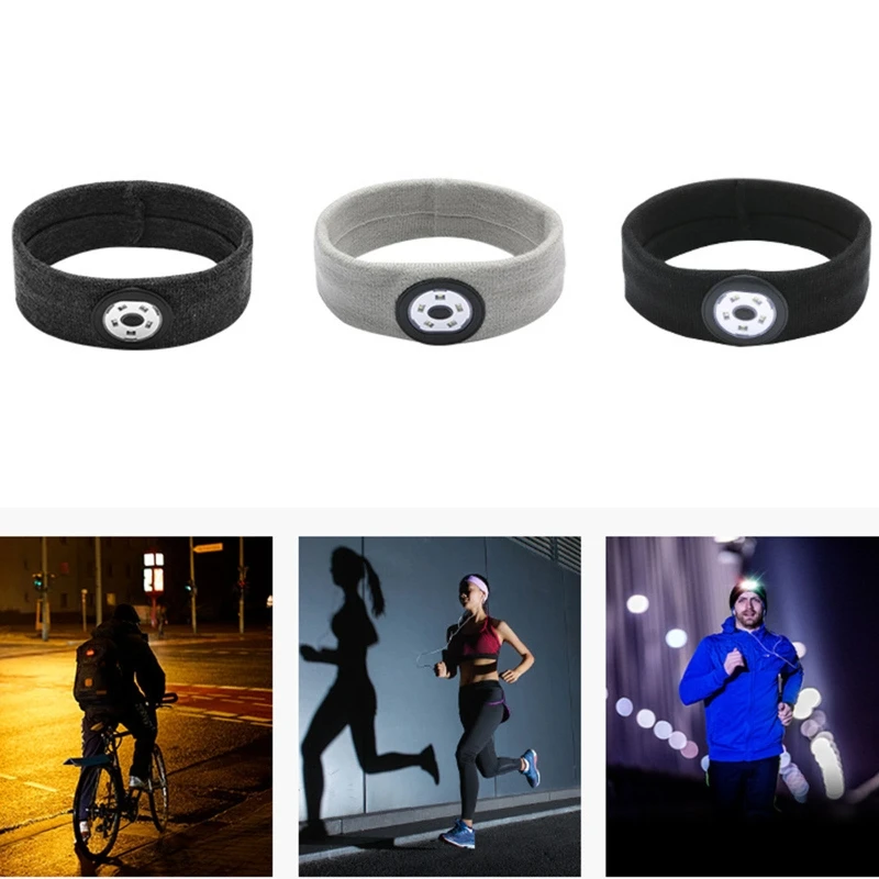 

Outdoor Sports High Stretch LED Lighted Headband USB Rechargeable Moisture Wicking Running Hat Ultra Bright Waterproof