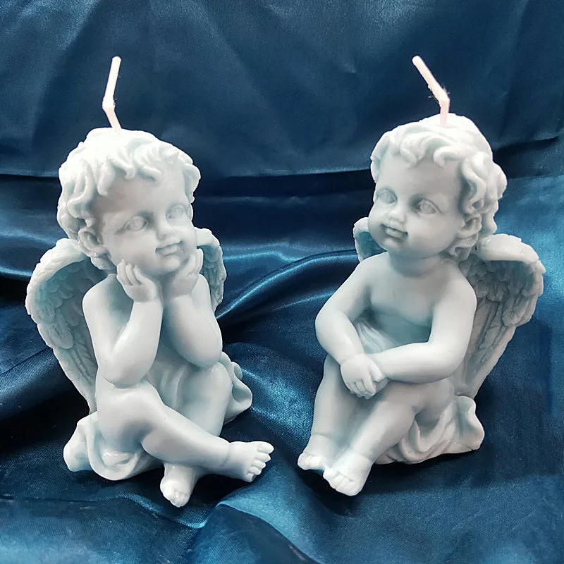 

Cute Angel With Wings Sitting Boys Candle Mold Silicone Clay Resin Mould Cake Decoration Fondant Tools Christmas Festival Gifts