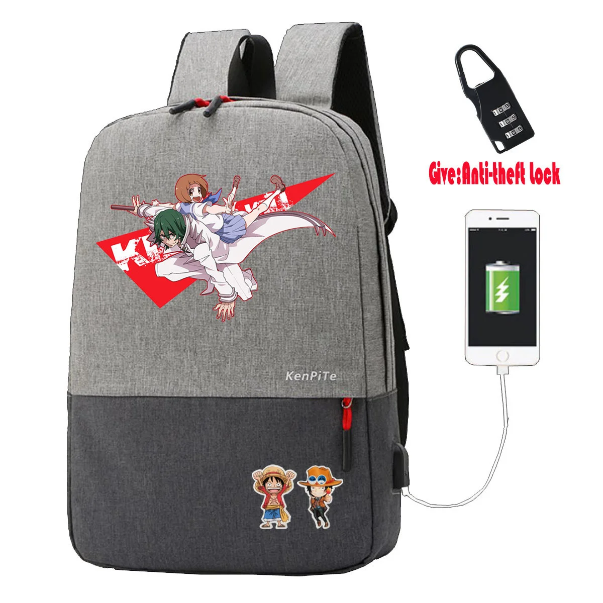 Японский рюкзак с аниме Kill a для мужчин и женщин USB-зарядкой защитой от кражи