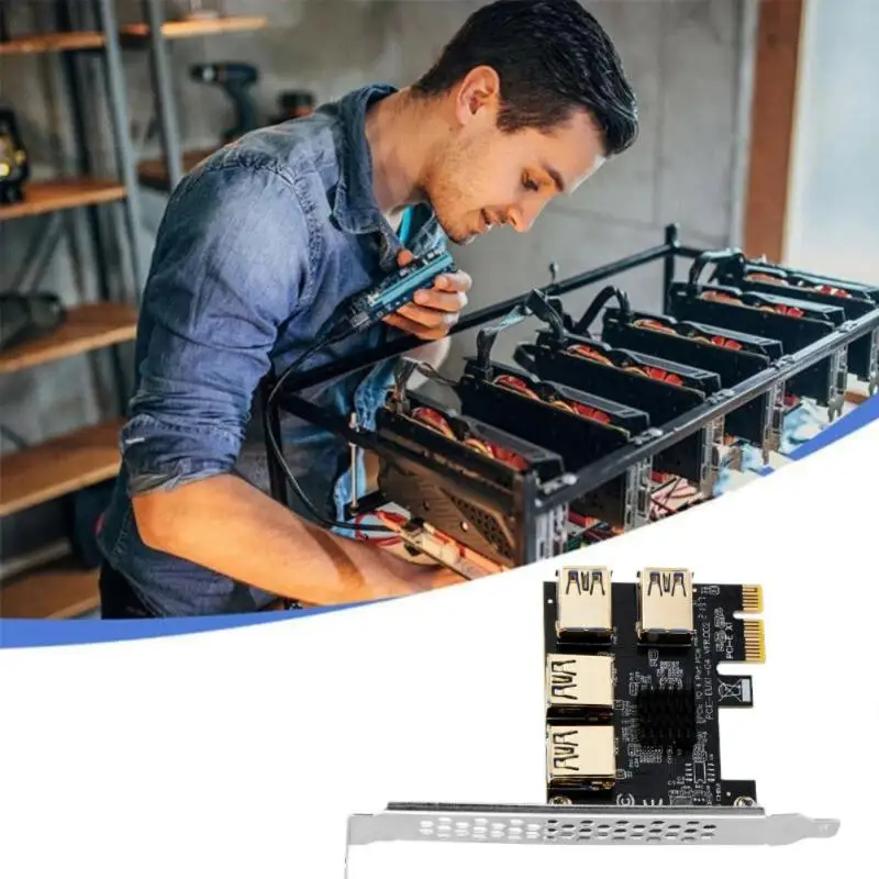 PCI-E 1 To 4 PCI Express 16X Slots Riser Card 1X External PCI-e Slot Adapter PCIe MultiplierCard For Bitcoin Miner | Компьютеры и офис
