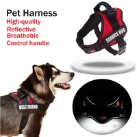reflective dog harness personalized adjustable breathable pet harness vest with handle custom name for large small dogs supplies