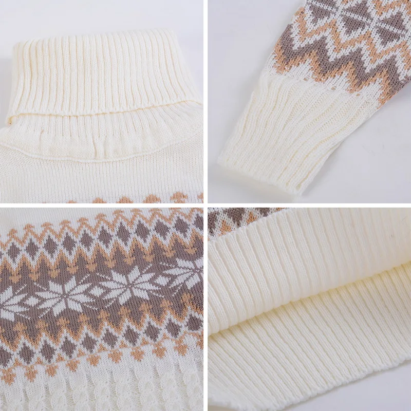 Сексуальное рождественское платье свитер с высоким воротом для женщин зима