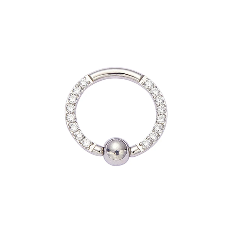 

ASTM F136 Titanium Rings Captive Hoop Bead Rings with Cubic Zirconia Stone Earrings Body Piercing Jewelry