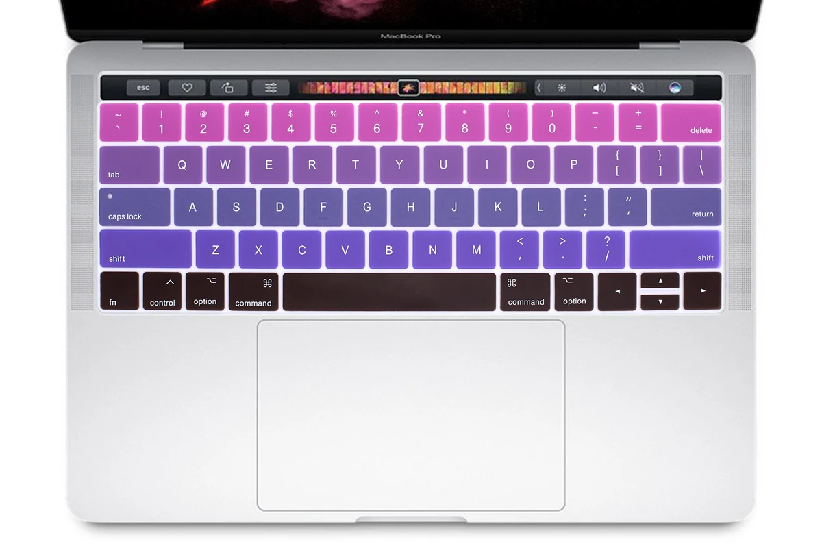 КРЗ стильный дизайн Силиконовая Клавиатура США кожного покрова для Mac Pro 13,3 дюйма A2159 15,4 дюймов A1707 // выпуска сенсорной панелью - Цвет: Ombre Dark Purple