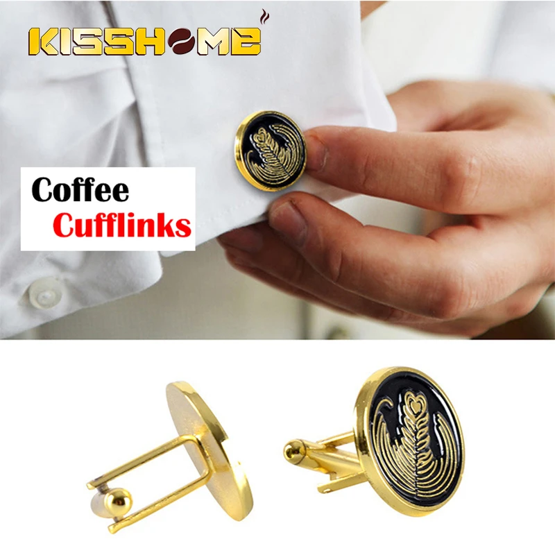 

Coffee Cufflinks Europe and America Men's Shirt Suit Button Fashion Simple Jewelry French Sleeve Nail Shirt Accessories Gifts