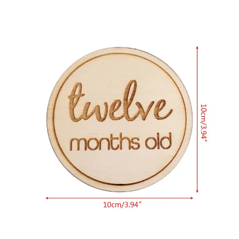 

12 Pcs/set Baby Monthly Milestone Wooden Card Infants Newborn Growth Album Photography Props Kids Newborn Shower Gifts