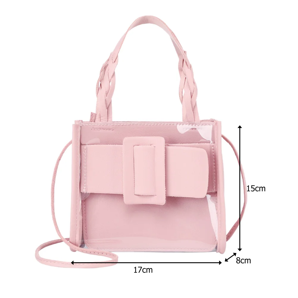 

Classic Transparent PVC Handbag Jelly Portable Clutch Tote PU Shoulder Bag Creative Design Chic Leisure Composite Set