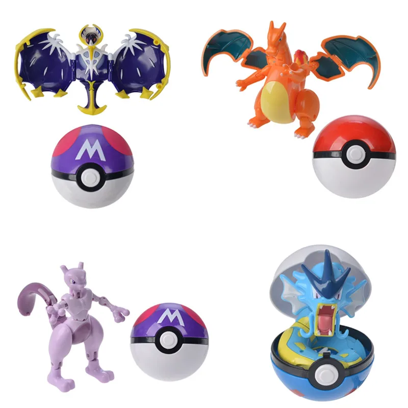 

TOMY Pokemon Action Morphing Pokeballs Transformation PIKACHU Charizard Mewtwo Gyarados Anime Figure Toys For Children's Gifts