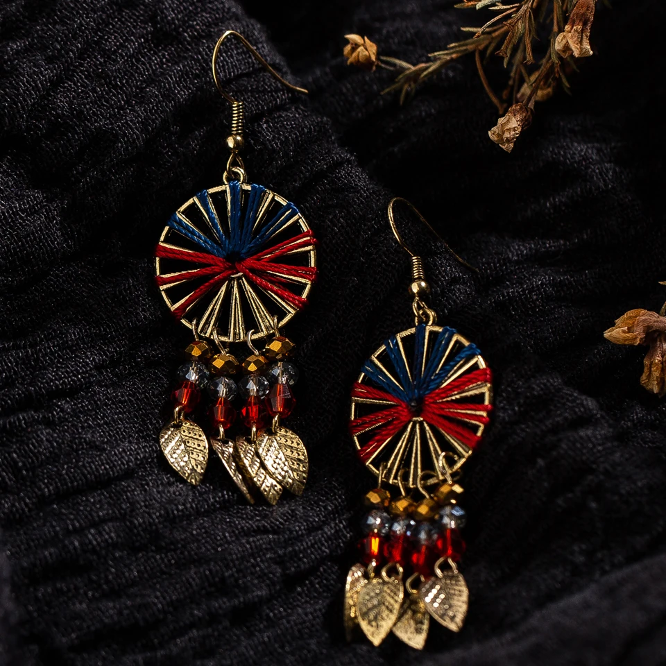 Винтажные длинные висячие Висячие серьги капли с золотыми кисточками в стиле