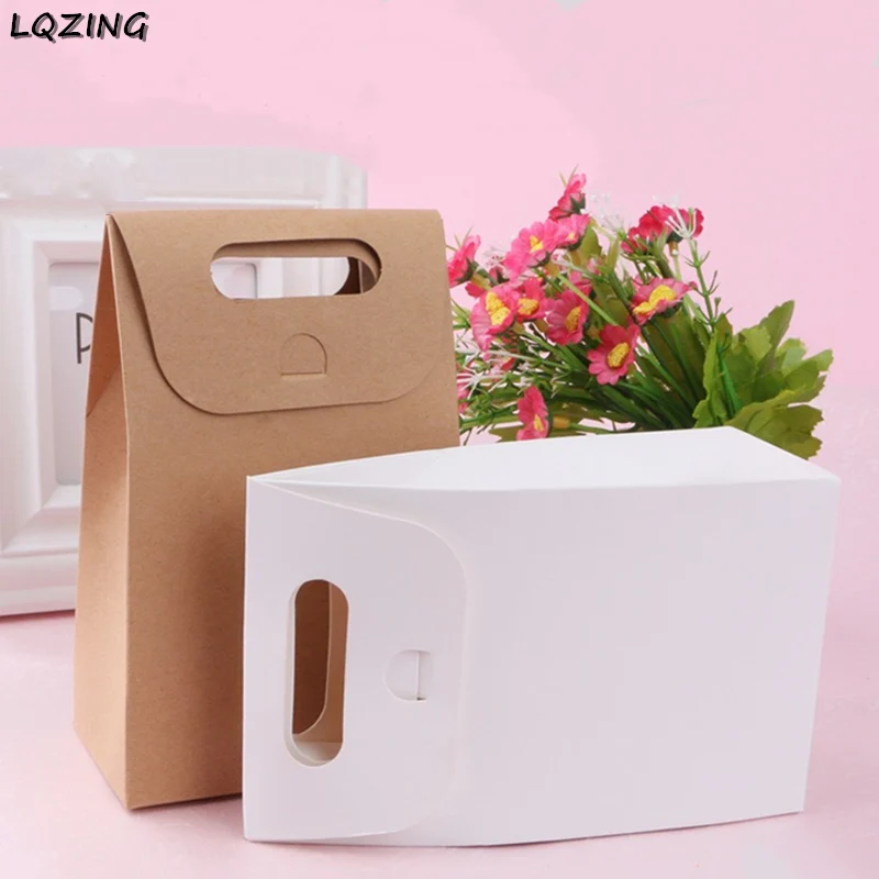 Розничная продажа ручной работы белый бумажный пакет для печенья коробка торта