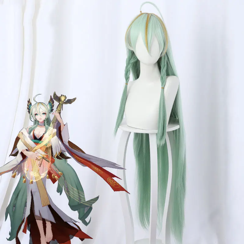 

Парики высокого качества Горячая игра Onmyoji Kinnara Косплей Пробуждение зеленый градиент кавайные длинные волосы унисекс аксессуары для ролевы...