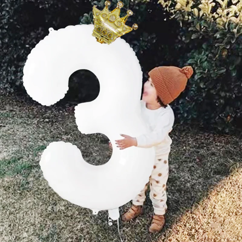 

32-дюймовая Золотая Корона из розового золота с белым номером, фольгированный шар для дня рождения, вечерние, свадебные, юбилейные баллоны, п...