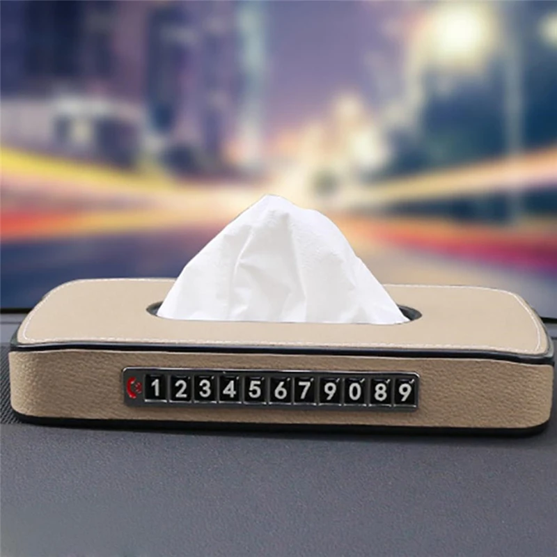 

High-grade Tissue Case Box Plastic Sun-proof Seat Type Automobile Central Control Temporary Stop Sign Napkin Drawer