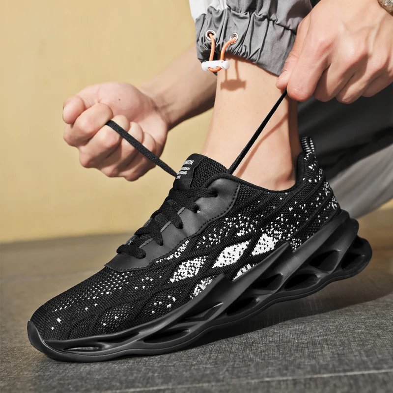 JIEMIAO Fashion Men Sneakers Comfortable Breathable Sport Shoes Outdoor Non-slip Wear-resistant Casual Running Shoes Size 39-46